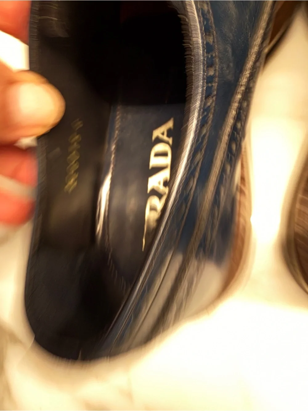 Prada Navy Leather Brogue Platform Derbys